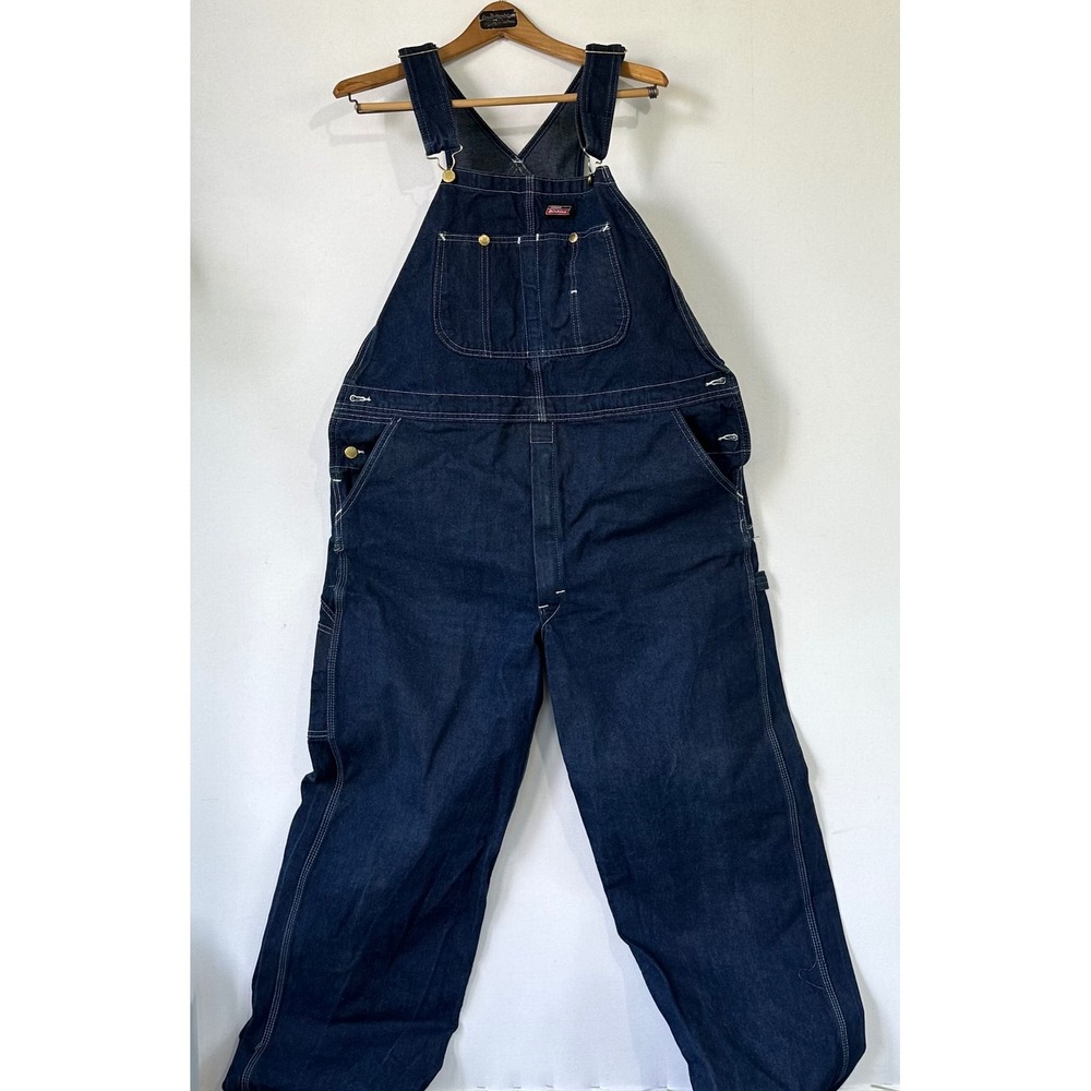 Dickies Denim Bib‎ Overalls Mens 38x30 Indigo Blue Excellent